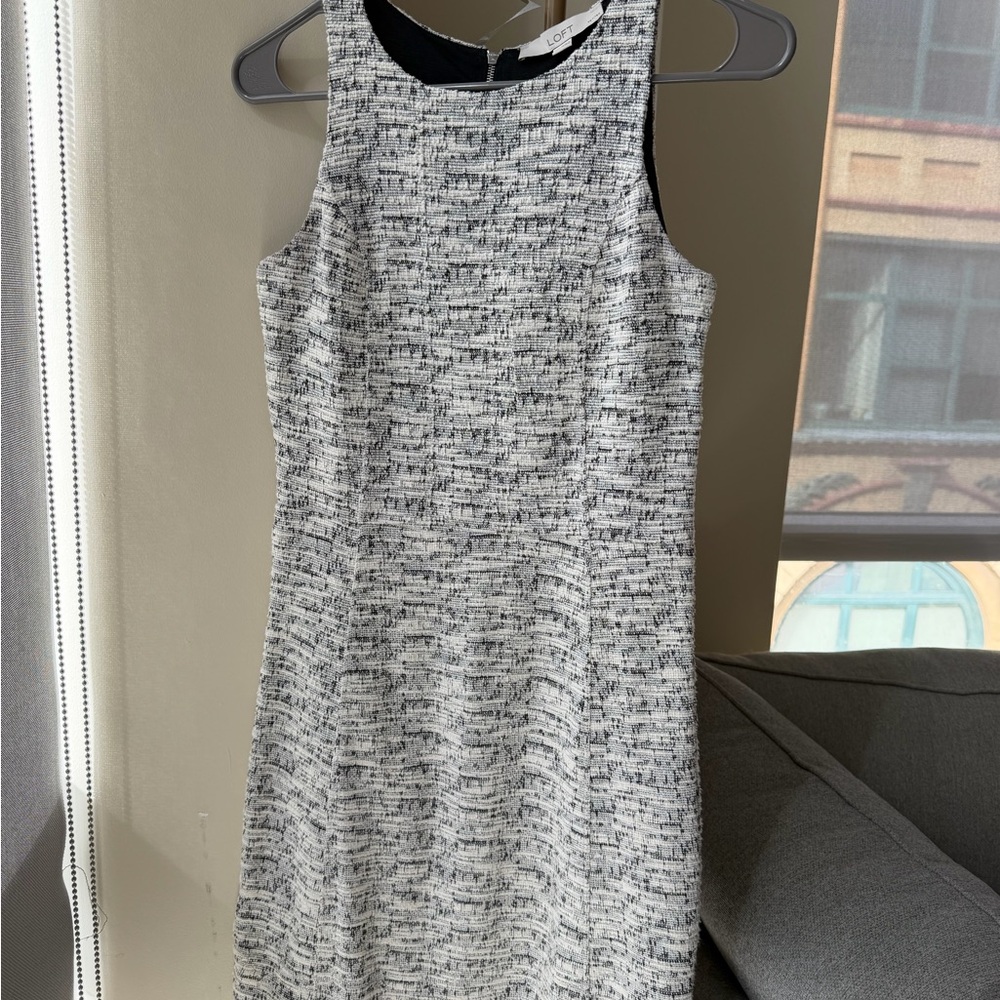 LOFT Black & White Textured Sheath Dress